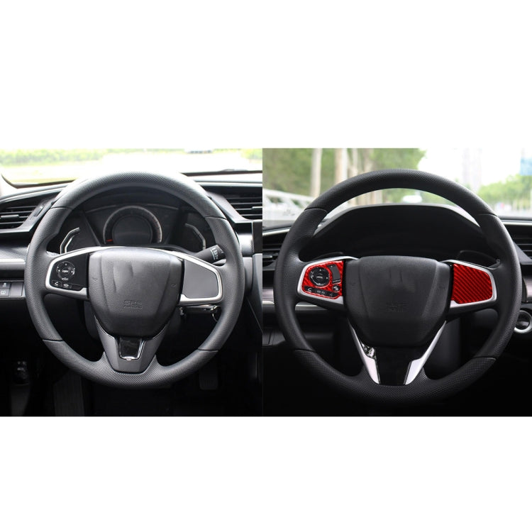 Car Carbon Fiber Steering Wheel Button Middle Configuration Decorative Sticker for Honda Tenth Generation Civic 2016-2019, Left and Right Drive Universal (Red) by buy2fix