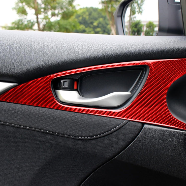 Car Carbon Fiber Door Handle Door Wrist Panel Decorative Sticker for Honda Tenth Generation Civic 2016-2019, Left and Right Drive Universal (Red) by buy2fix