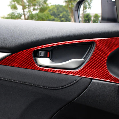 Car Carbon Fiber Door Handle Door Wrist Panel Decorative Sticker for Honda Tenth Generation Civic 2016-2019, Left and Right Drive Universal (Red) by buy2fix