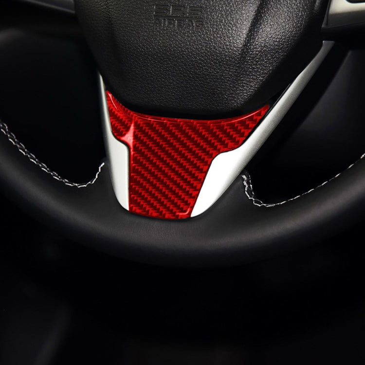 Car Carbon Fiber Steering Wheel Decorative Sticker for Honda Tenth Generation Civic 2016-2019, Left and Right Drive Universal (Red) by buy2fix