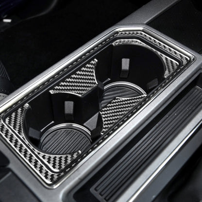 Car Carbon Fiber Front Water Cup Holder Frame Decorative Sticker for Ford F150 2017-2020, Right Drive by buy2fix