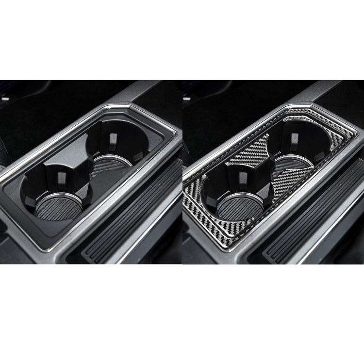 Car Carbon Fiber Front Water Cup Holder Frame Decorative Sticker for Ford F150 2017-2020, Right Drive by buy2fix