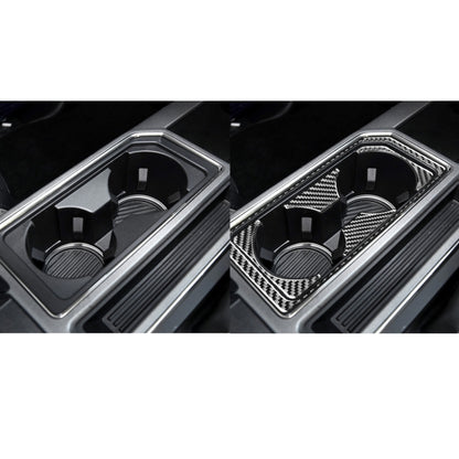 Car Carbon Fiber Front Water Cup Holder Frame Decorative Sticker for Ford F150 2017-2020, Right Drive by buy2fix