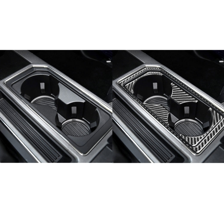 Car Carbon Fiber Front Water Cup Holder Frame Decorative Sticker for Ford F150 2017-2020, Left Drive by buy2fix
