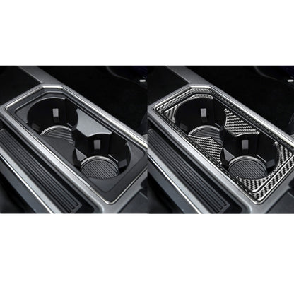 Car Carbon Fiber Front Water Cup Holder Frame Decorative Sticker for Ford F150 2017-2020, Left Drive by buy2fix