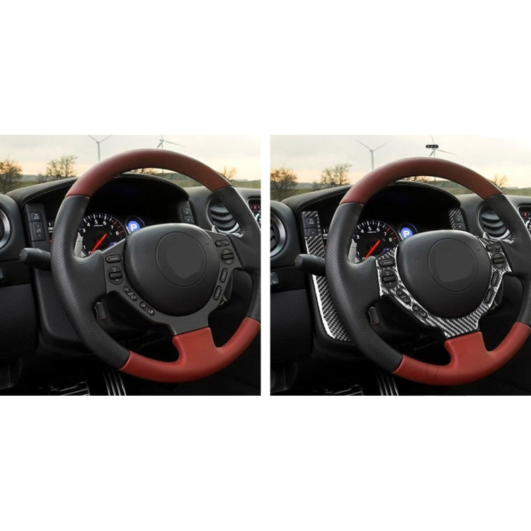 3 PCS Car Carbon Fiber Dashboard Steering Wheel Buttons Decorative Sticker for Nissan GTR R35 2008-2016, Left and Right Drive Universal by buy2fix