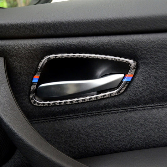 Three Color Carbon Fiber Car Door Handle Decorative Sticker for BMW E90 / 320i / 318i / 325i by buy2fix