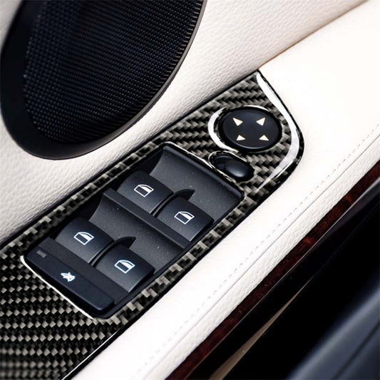 4 PCS Carbon Fiber Car Left Driving Lifting Panel Decorative Sticker without Folding for BMW E90 / 320i / 325i, Diameter: 37.8cm - Car Interior Mouldings by buy2fix | Online Shopping UK | buy2fix
