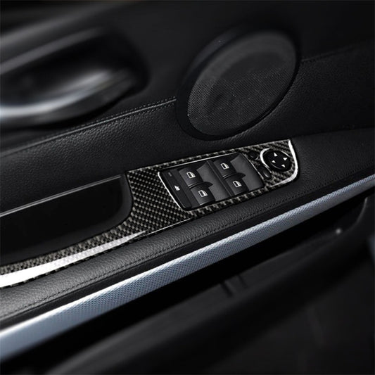 4 PCS Carbon Fiber Car Left Driving Lifting Panel Decorative Sticker with Folding for BMW E90 / 320i / 325i, Diameter: 35.8cm - Car Interior Mouldings by buy2fix | Online Shopping UK | buy2fix