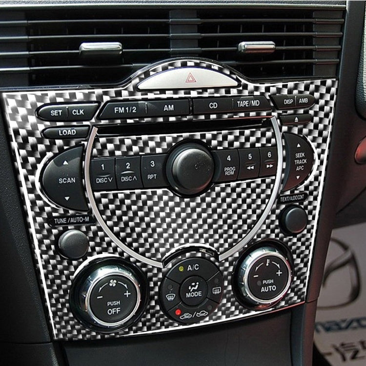 3 in 1 Car Carbon Fiber Dashboard Multimedia Panel Decorative Sticker for Mazda RX8 2004-2008, Left and Right Drive Universal by buy2fix