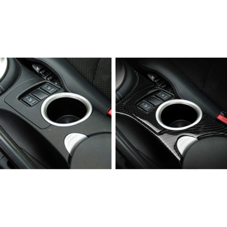 3 in 1 Car Carbon Fiber Central Control Cup Holder Panel Decorative Sticker for Nissan 370Z Z34 2009-, Left and Right Drive Universal by buy2fix