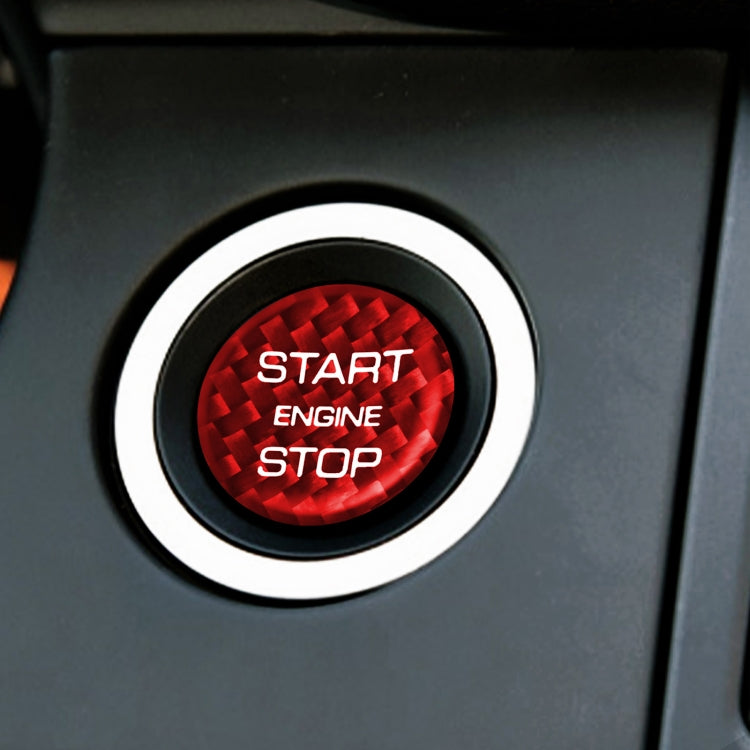 Car Carbon Fiber Engine Start Button Decorative Cover Trim for Land Rover Discovery 2016-2019 (Red) by buy2fix