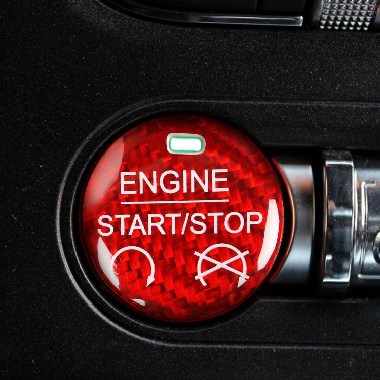Car Carbon Fiber Engine Start Button Decorative Cover Trim for Ford Mustang 2015-2019 (Red) by buy2fix