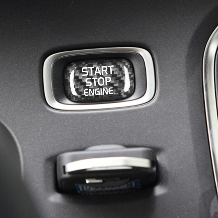 Car Carbon Fiber Engine Start Button Decorative Cover Trim for Volvo V40 2013-2019 (Black) by buy2fix