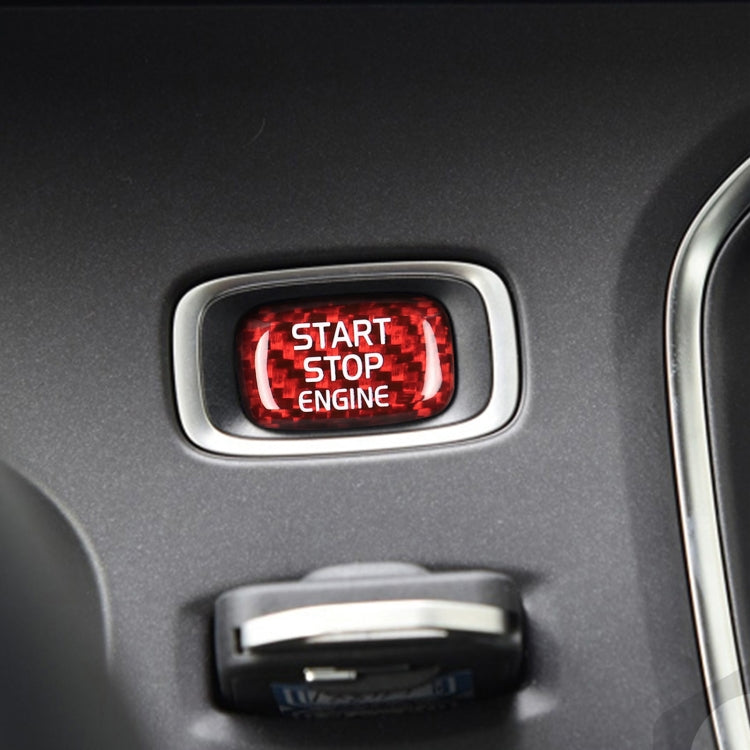 Car Carbon Fiber Engine Start Button Decorative Cover Trim for Volvo V40 2013-2019 (Red) by buy2fix