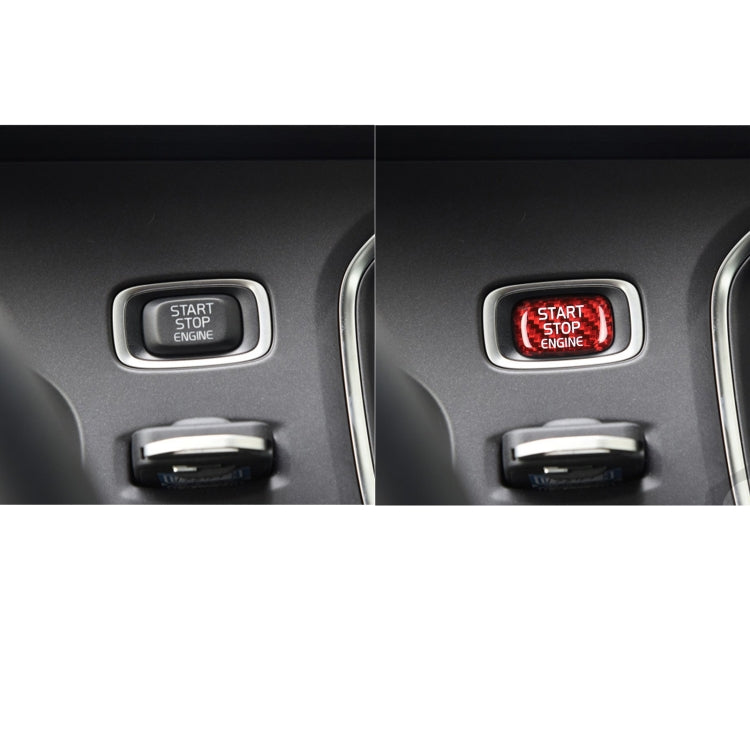 Car Carbon Fiber Engine Start Button Decorative Cover Trim for Volvo V40 2013-2019 (Red) by buy2fix