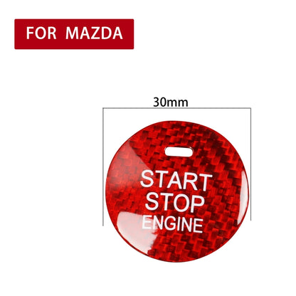 Car Carbon Fiber Engine Start Button Decorative Cover Trim for Mazda CX-8 (Red) by buy2fix