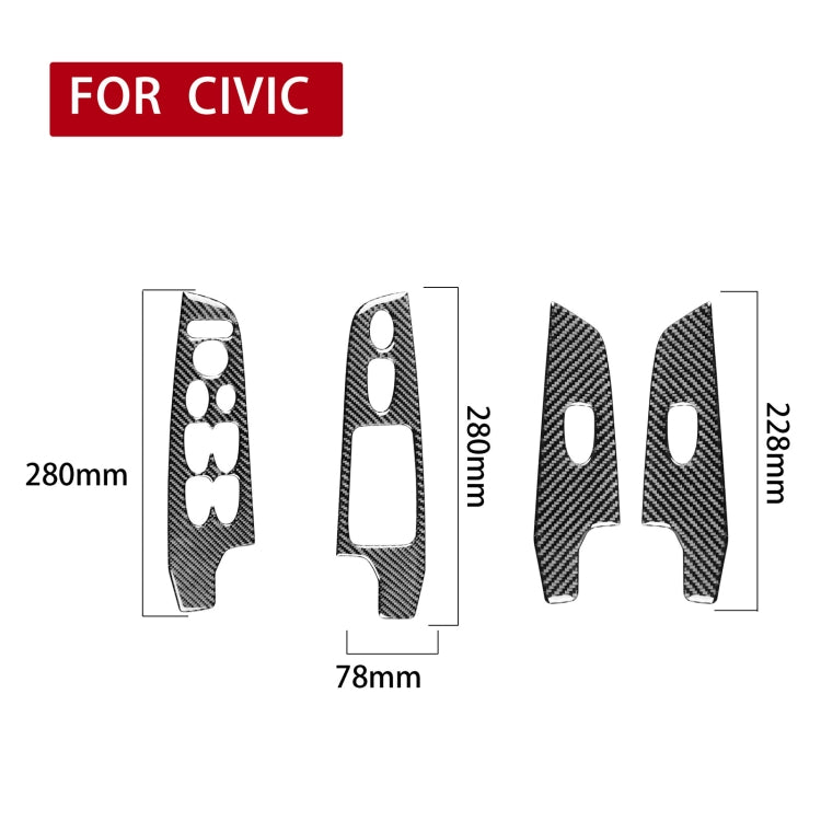 4 in 1 Car Carbon Fiber Glass Lift Panel Decorative Sticker for Honda Civic 8th Generation 2006-2011, Left Drive - Car Interior Mouldings by buy2fix | Online Shopping UK | buy2fix