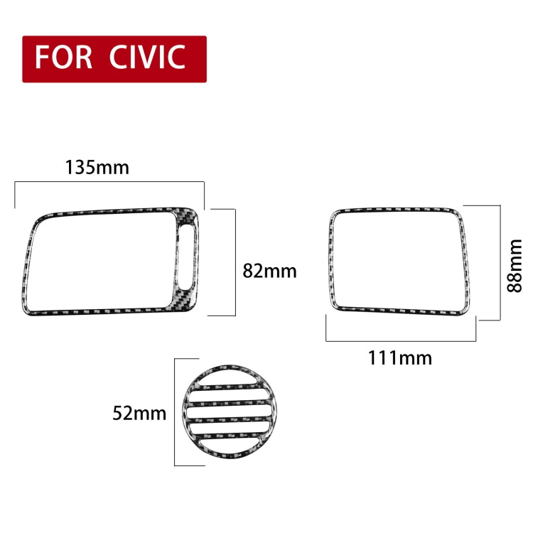 3 in 1 Car Carbon Fiber Front Passenger Seat Air Outlet Decorative Sticker for Honda Civic 8th Generation 2006-2011, Right Drive by buy2fix