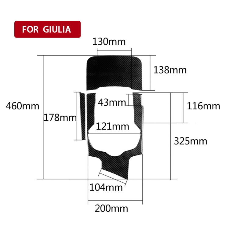 3 in 1 Car Carbon Fiber Gear Frame Panel Decorative Sticker for Alfa Romeo Giulia 2017-2019, Right Drive by buy2fix