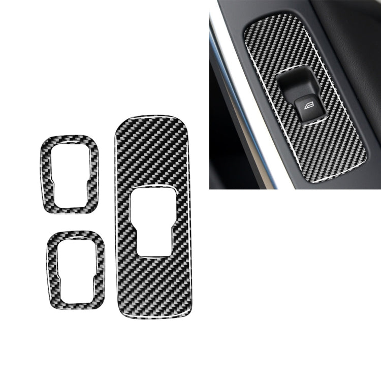 3 PCS Car Carbon Fiber Window Lifting Button Decorative Stickers for Volvo V60 2010-2017 / S60 2010-2018, Left Drive by buy2fix
