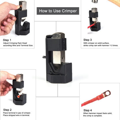 Car Battery Cable Hammer Crimper Hammer Lug Crimper Tool Pliers - Booster Cable & Clip by buy2fix | Online Shopping UK | buy2fix