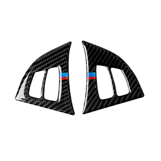 2 in 1 Car Carbon Fiber Tricolor Steering Wheel Buttons Decorative Sticker for BMW E70 X5 2008-2013, Left and Right Drive Universal by buy2fix