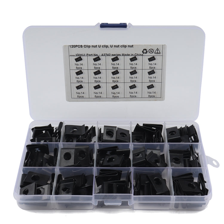 120 PCS Black U Nut Kit Spire Clips No.14 Zinc Speed Fasteners Lug Nuts - Nuts & Bolts by buy2fix | Online Shopping UK | buy2fix