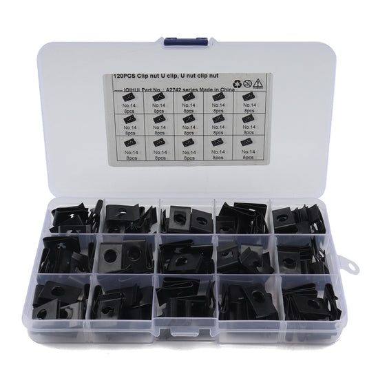 120 PCS Black U Nut Kit Spire Clips No.14 Zinc Speed Fasteners Lug Nuts - Nuts & Bolts by buy2fix | Online Shopping UK | buy2fix