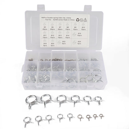 180 PCS Double Wire Spring Tube Clamp Water Pipe Clamps, Size: 5-24mm - Booster Cable & Clip by buy2fix | Online Shopping UK | buy2fix