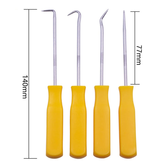 4 PCS Car Pick and Hook Set O Ring Oil Seal Gasket Puller Remover Craft Hand Tool Car Remover Tool Set (Yellow) - Hand Tool Sets by buy2fix | Online Shopping UK | buy2fix