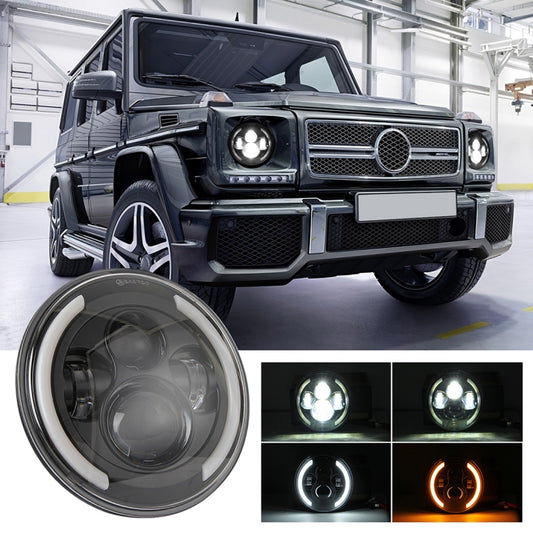 7 inch H4 / H13 DC 9V-30V 3000LM 3000K-6000K 25W Car Round Shape LED Headlight Lamps for Jeep Wrangler, with Angel Eye(White Light) - Work Lights by buy2fix | Online Shopping UK | buy2fix