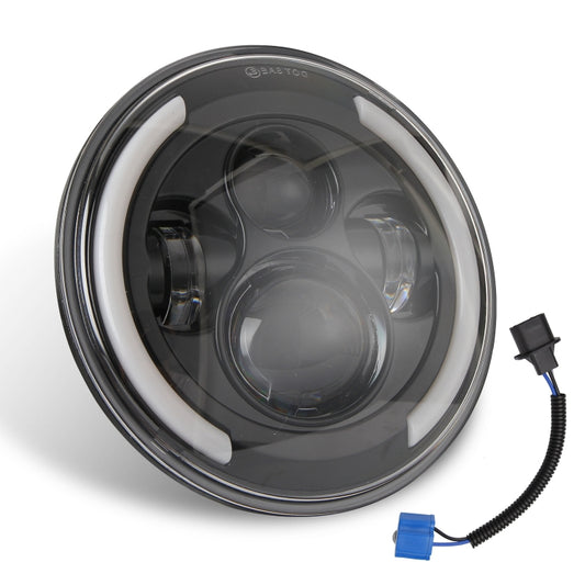 7 inch H4 / H13 DC 9V-30V 3000LM 3000K-6000K 25W Car Round Shape LED Headlight Lamps for Jeep Wrangler, with Angel Eye(White Light) - Work Lights by buy2fix | Online Shopping UK | buy2fix
