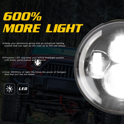 7 inch H4 / H13 DC 9V-30V 3000LM 3000K-6000K 25W Car Round Shape LED Headlight Lamps for Jeep Wrangler, with Angel Eye(White Light) - Work Lights by buy2fix | Online Shopping UK | buy2fix
