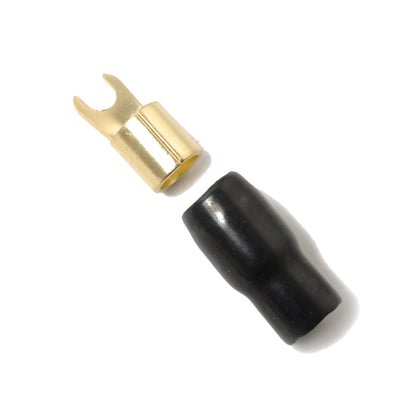 5 Pairs Car Audio Power Ground Wire Fork Terminals Brass 4 Gauge 5/16 inch Connectors Red and Black Boots - Booster Cable & Clip by buy2fix | Online Shopping UK | buy2fix