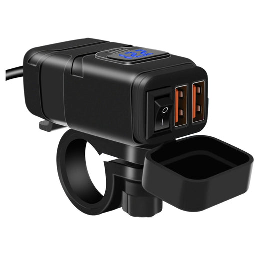 Universal Car Super Quick Dual Port USB Charger Power Outlet Adapter with LED Digital Voltmeter(Blue Light) - DIY Modified Charger by buy2fix | Online Shopping UK | buy2fix
