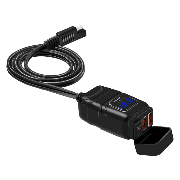 Universal Car Super Quick Dual Port USB Charger Power Outlet Adapter with LED Digital Voltmeter(Blue Light) - DIY Modified Charger by buy2fix | Online Shopping UK | buy2fix