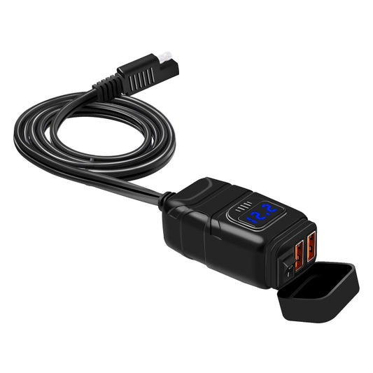 Universal Car Super Quick Dual Port USB Charger Power Outlet Adapter with LED Digital Voltmeter(Blue Light) - DIY Modified Charger by buy2fix | Online Shopping UK | buy2fix