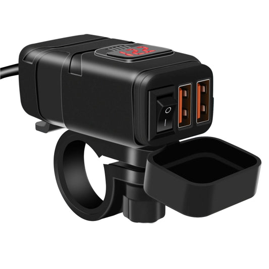 Universal Car Super Quick Dual Port USB Charger Power Outlet Adapter with LED Digital Voltmeter(Red Light) - DIY Modified Charger by buy2fix | Online Shopping UK | buy2fix