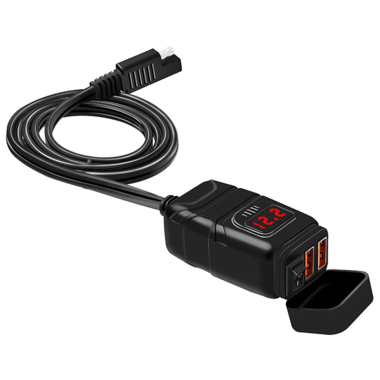 Universal Car Super Quick Dual Port USB Charger Power Outlet Adapter with LED Digital Voltmeter(Red Light) - DIY Modified Charger by buy2fix | Online Shopping UK | buy2fix