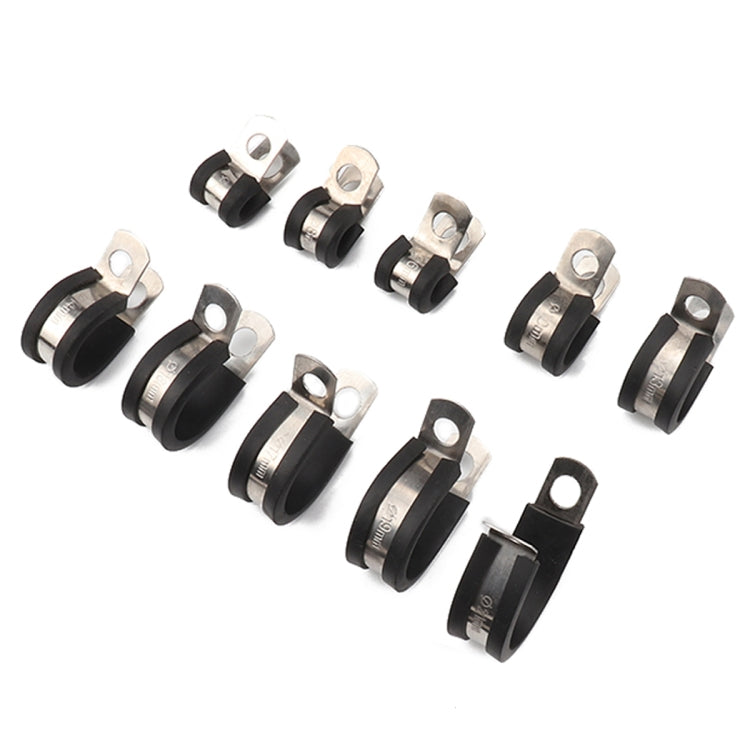 10 PCS Car Rubber Cushion Pipe Clamps Stainless Steel Clamps, Size: 2 inch (50mm) - Booster Cable & Clip by buy2fix | Online Shopping UK | buy2fix