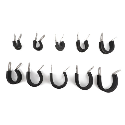 10 PCS Car Rubber Cushion Pipe Clamps Stainless Steel Clamps, Size: 2 inch (50mm) - Booster Cable & Clip by buy2fix | Online Shopping UK | buy2fix