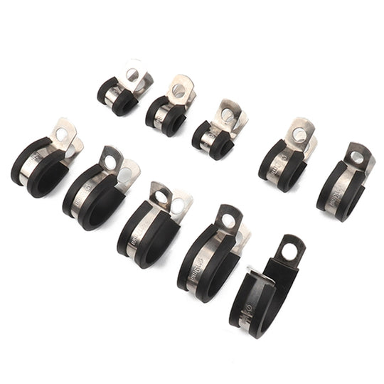 10 PCS Colliers de serrage pour coussin en caoutchouc de voiture Colliers de serrage en acier inoxydable, taille: 1/2 pouce (13 mm)