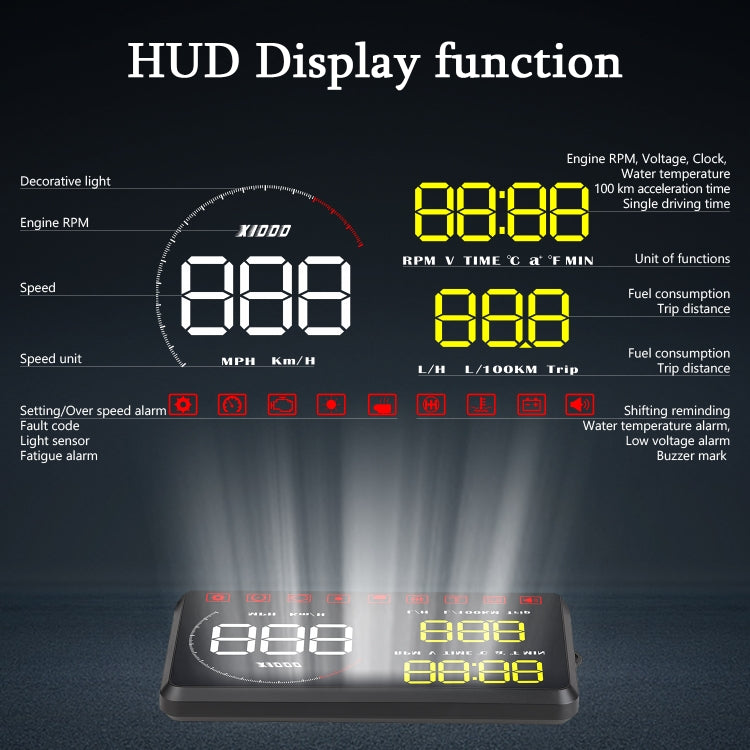 A9 5.5 inch Universal Car OBD2 HUD Vehicle-mounted Head Up Display (Blue) by buy2fix
