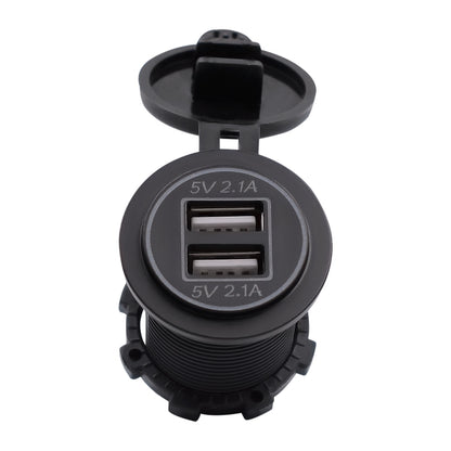 Universal Car Dual USB Charger Power Outlet Adapter 4.2A 5V IP66 with Aperture + 60cm Cable(Orange Light) - DIY Modified Charger by buy2fix | Online Shopping UK | buy2fix