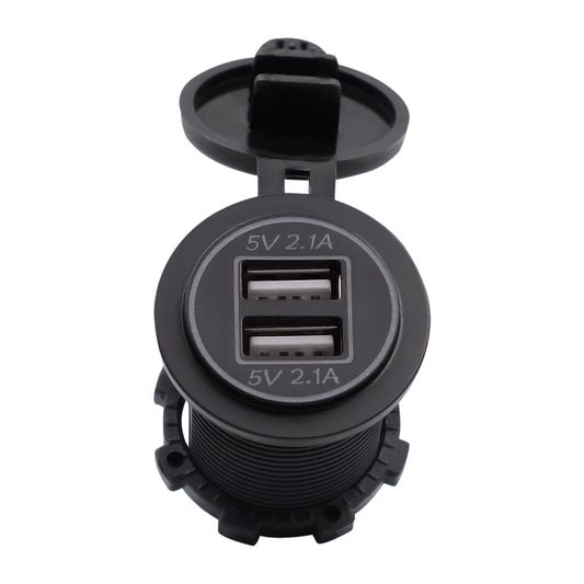 Universal Car Dual USB Charger Power Outlet Adapter 4.2A 5V IP66 with Aperture + 60cm Cable(Orange Light) - DIY Modified Charger by buy2fix | Online Shopping UK | buy2fix