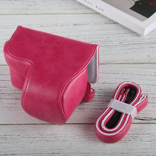 Full Body Camera PU Leather Case Bag with Strap for Sony A6000 / A6300 / Nex 6(Magenta) by buy2fix