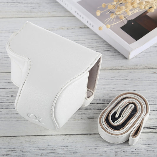 Full Body Camera PU Leather Case Bag with Strap for Sony A6000 / A6300 / Nex 6(White) - Leather Bag by buy2fix | Online Shopping UK | buy2fix