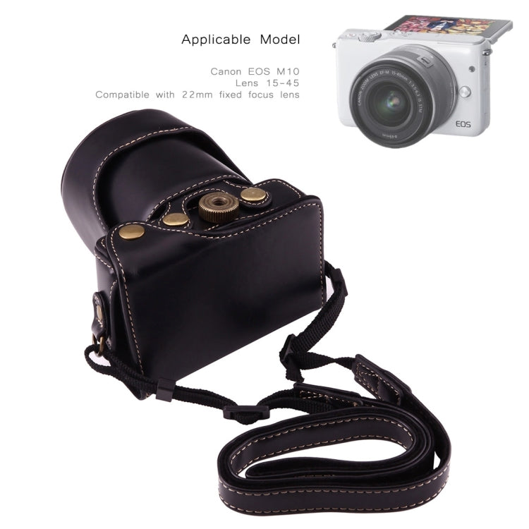 Full Body Camera PU Leather Case Bag with Strap for Canon EOS M10(Black) by buy2fix