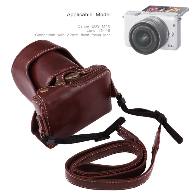 Full Body Camera PU Leather Case Bag with Strap for Canon EOS M10(Coffee) by buy2fix